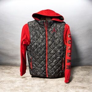 Jordan  boys Red and Black Quilted light puffer jacket size 16 in like new